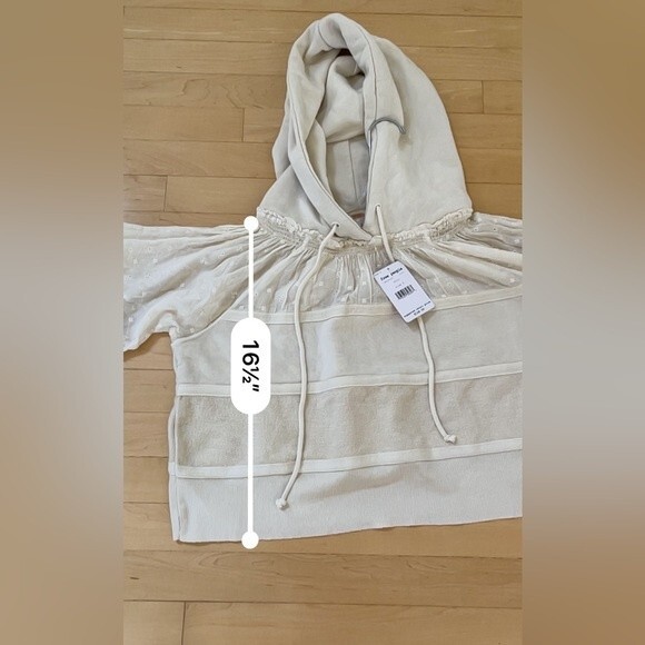 Free People Piper Hooded Pullover  in Ecru S NWT - Picture 12 of 14